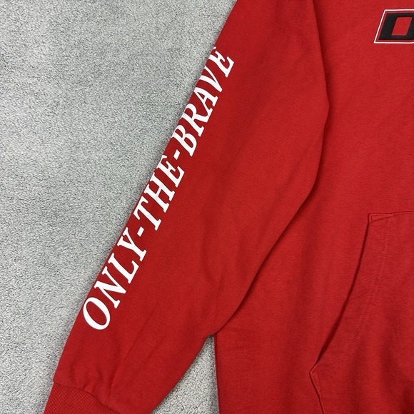 Diesel Hoodie Mens XXL 2XL Red Pullover Graphic Logo Only The Brave Sweatshirt - Picture 3 of 14
